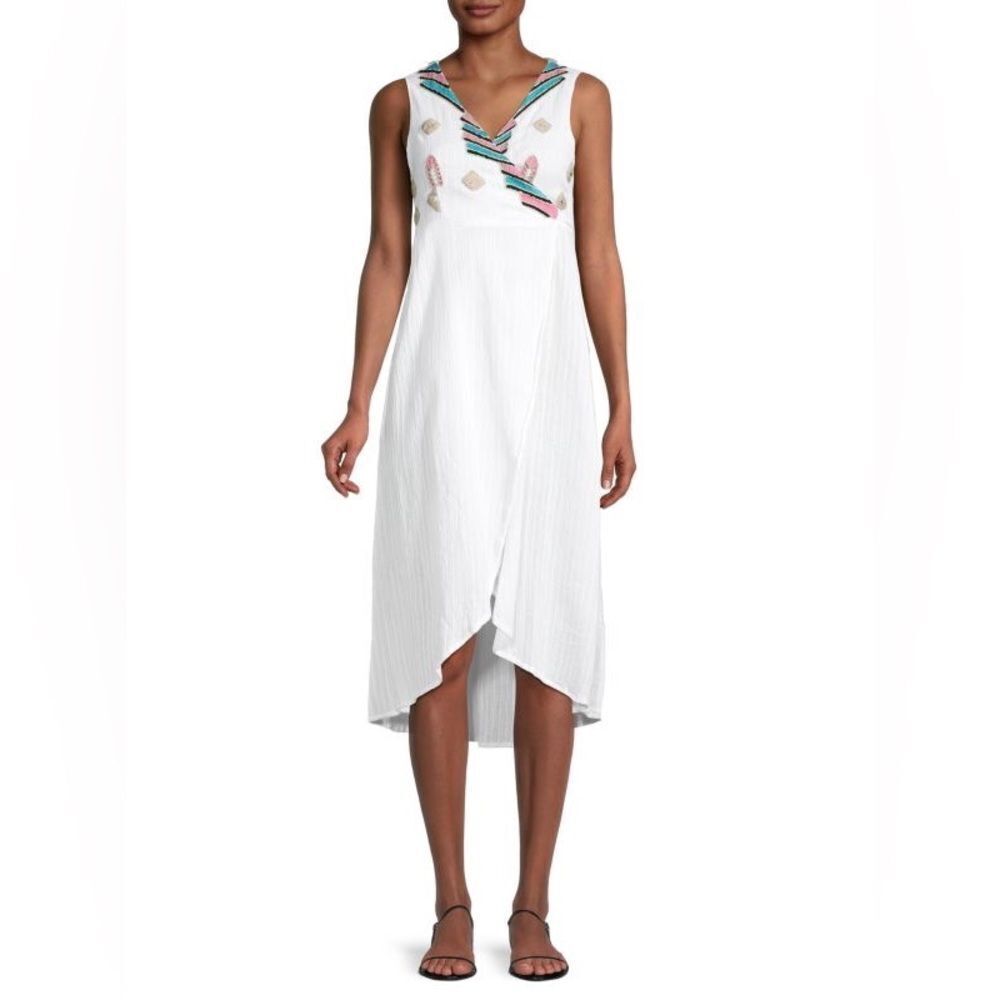 AREA STARS Mayan Embroidered Wrap Dress